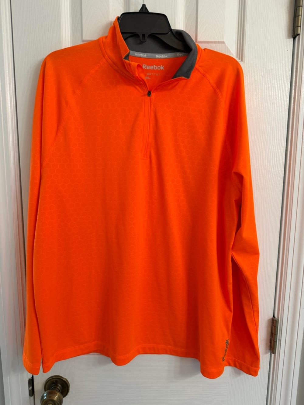 Reebok Men’s Bright Orange Long-Sleeve Half-Zip Athletic Top